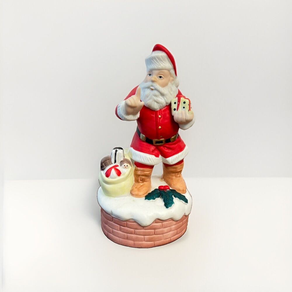 Vintage Musical Porcelain Santa Claus made by Mann 1982 Here Comes Santa Claus - Picture 9 of 11